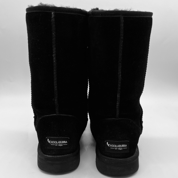 Koolaburra by UGG Black Leather Suede Calf Boots Y2K Faux Fur Lined Women Size 7 - Picture 4 of 14